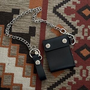 Hell Babes Black Leather Chain Wallet